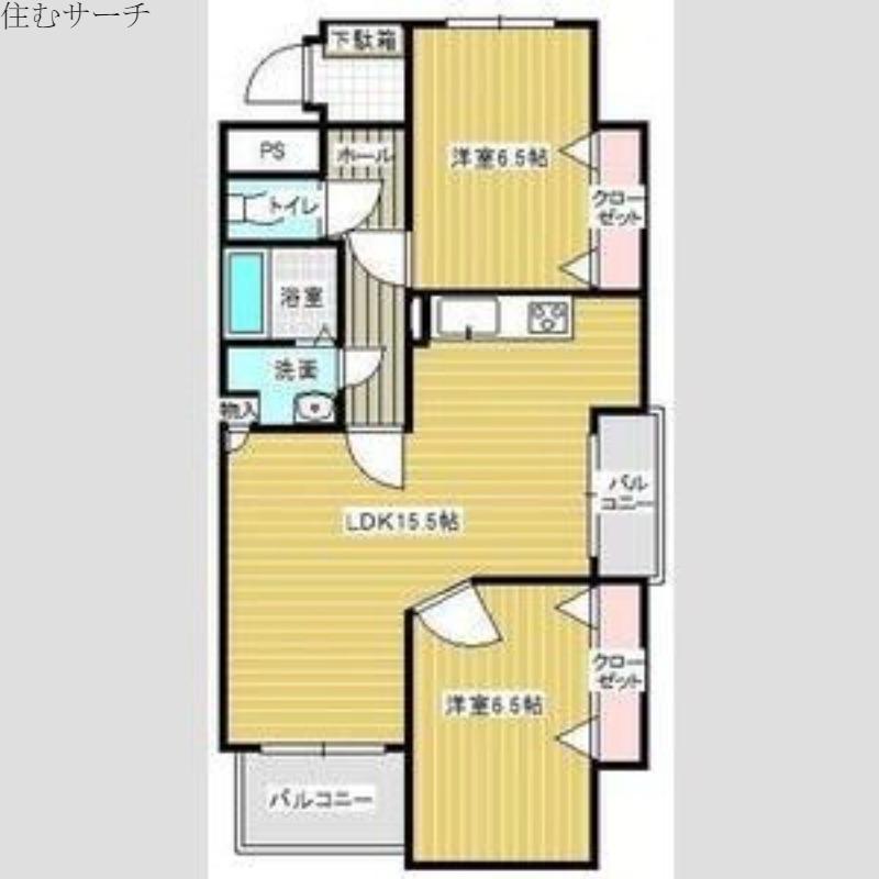 サンライズ櫻B棟JPMC(2LDK/2階)の間取り写真