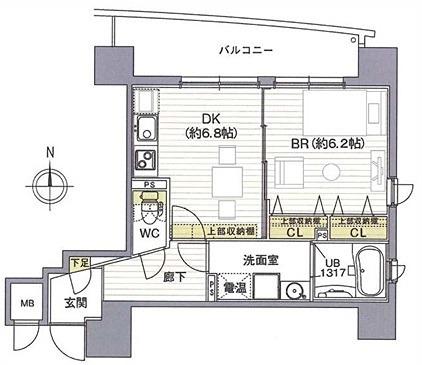 サンレムート江坂2ND(1DK/7階)の間取り写真