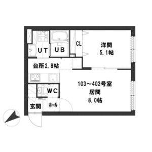 グランメール LIBRE栄通(1LDK/1階)の間取り写真