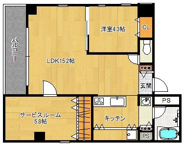 87G YOSHIJIMA AVE(1SLDK/5階)の間取り写真