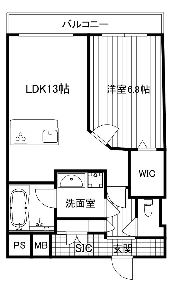 ロッコーマンション東観音(1LDK/9階)の間取り写真