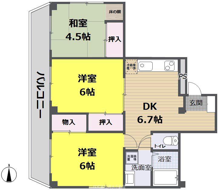 メゾン乾徳(3DK/2階)の間取り写真