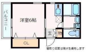 コラボ熊内橋通(1K/1階)の間取り写真