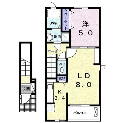 アーナン(1LDK/2階)の間取り写真