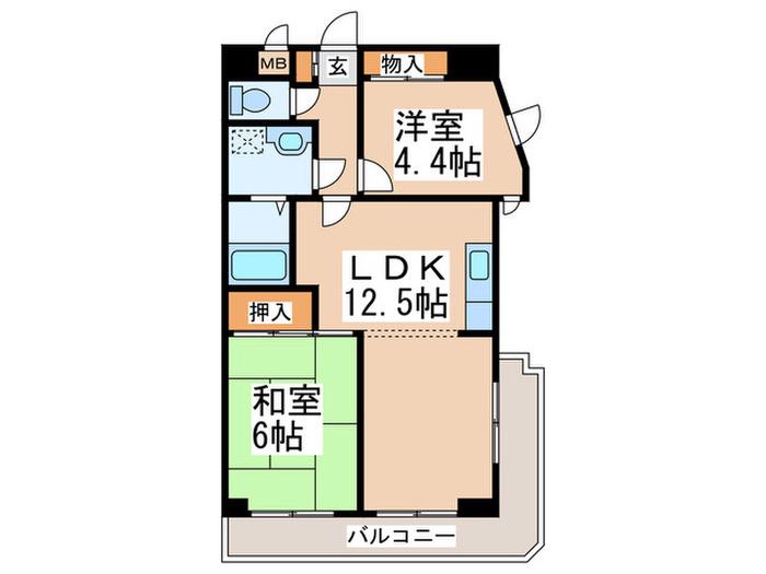 アメニティーヴィラ横浜(2LDK/3階)の間取り写真