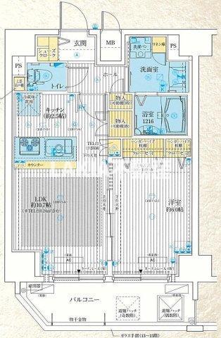 アドバンス大阪城レガーレ(1LDK/10階)の間取り写真