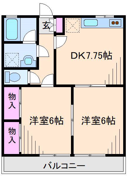 明和ハイツ(2DK/2階)の間取り写真