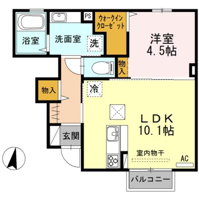 ウィットAR(1LDK/1階)の間取り写真
