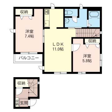 クラヴィア都立大(2LDK/2階)の間取り写真