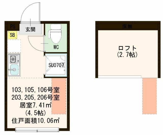 ハーモニーテラス成田東III(ワンルーム/2階)の間取り写真