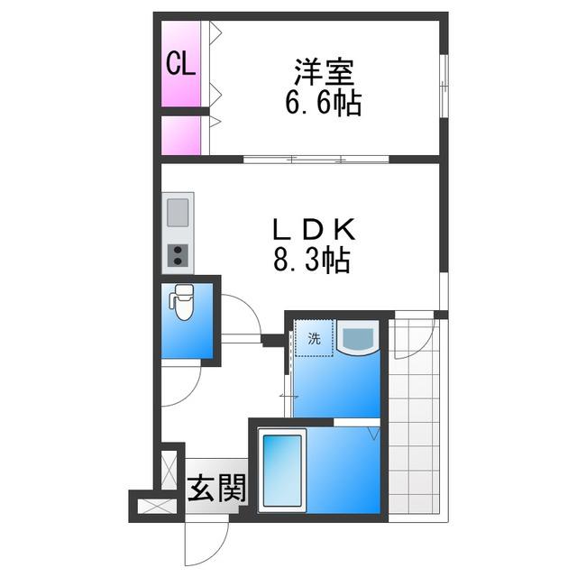フジパレス松虫通ウエスト(1LDK/3階)の間取り写真
