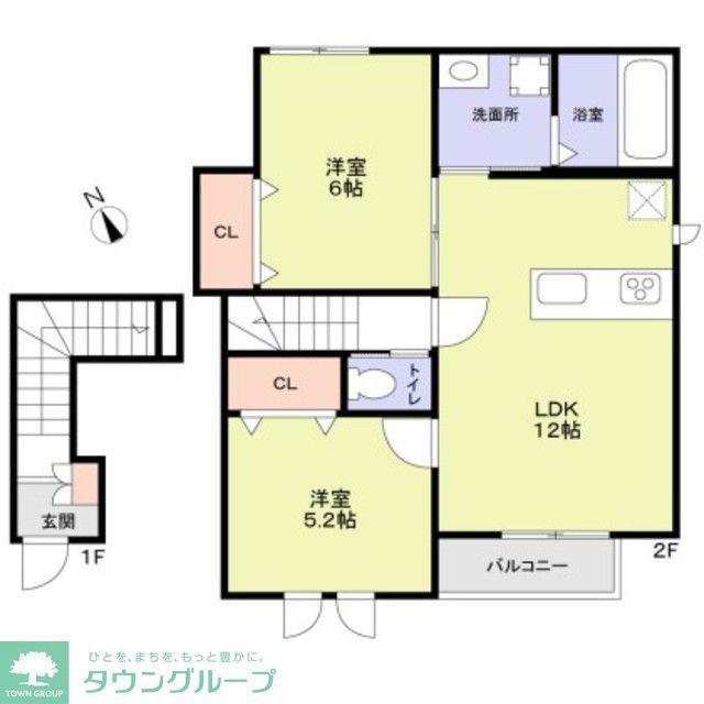 グランプレイス越谷(2LDK/2階)の間取り写真