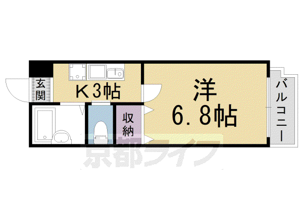 フラッツ7(1K/2階)の間取り写真