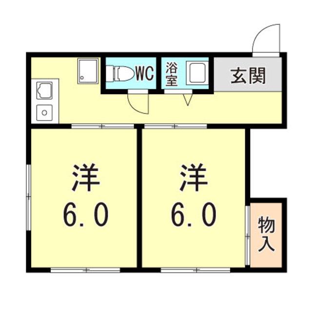 西上橘マンション1(2K/3階)の間取り写真