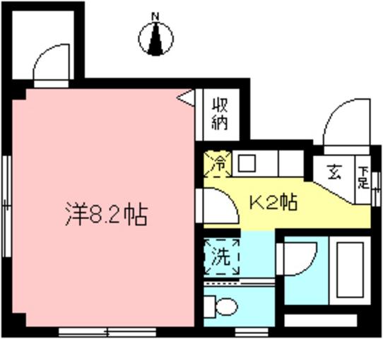 ボルベール宮西(1K/2階)の間取り写真