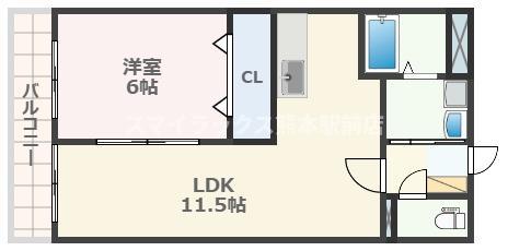 NICEマンション九品寺(1LDK/4階)の間取り写真