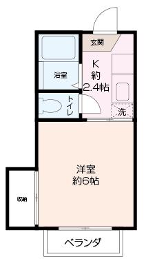 コーストライン井土ヶ谷(1K/2階)の間取り写真