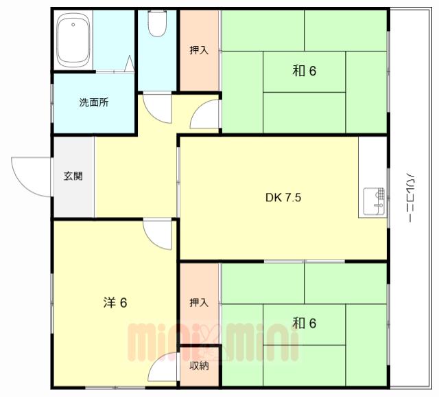 第二久保マンション(3DK/1階)の間取り写真