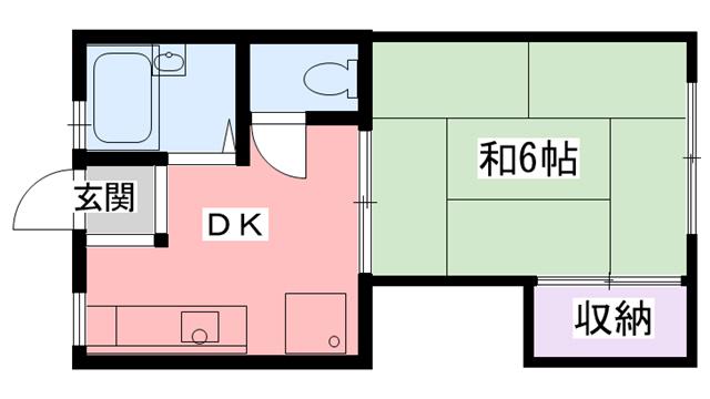木田コーポII(1DK/2階)の間取り写真