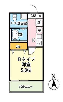  キャメル蕨錦町(1K/2階)の間取り写真