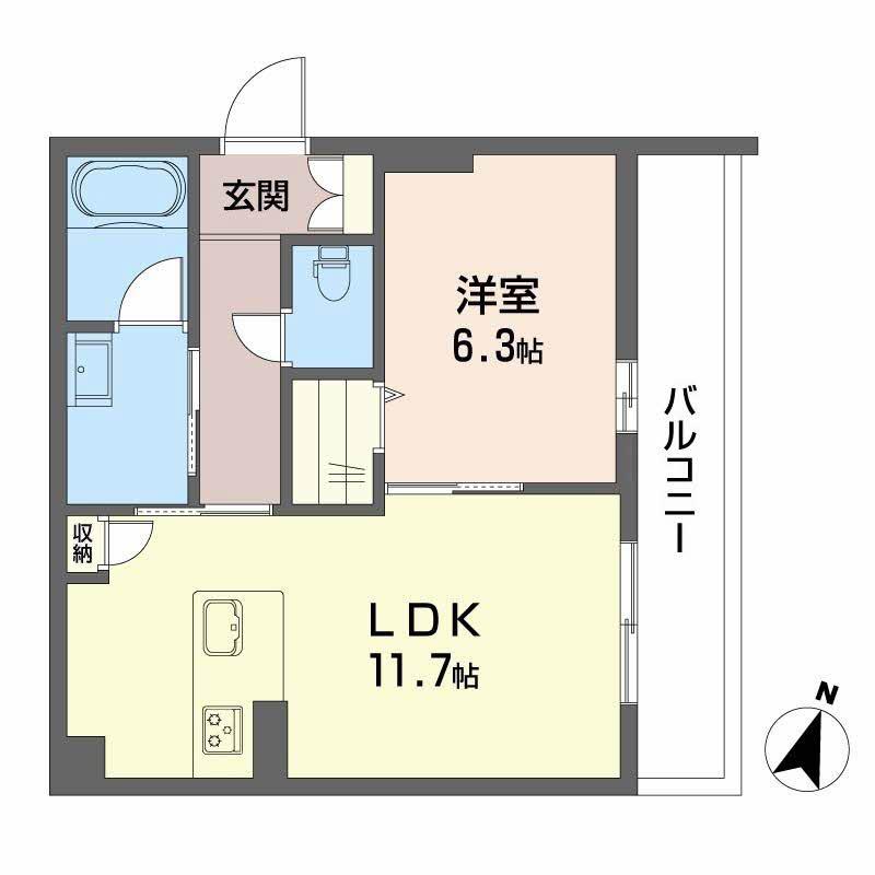 プラザ新鳥栖(1LDK/3階)の間取り写真