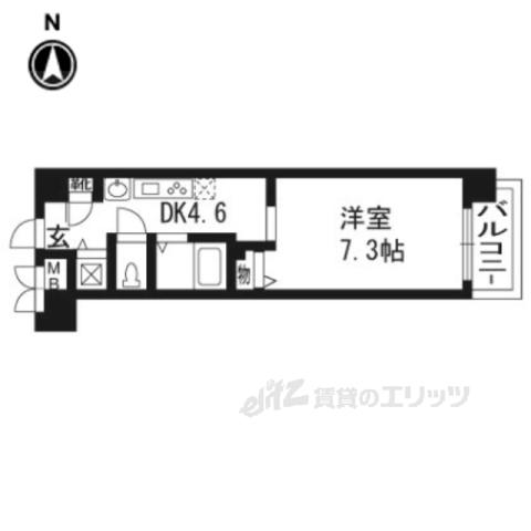 エステムコート京都河原町プレジール(1K/4階)の間取り写真