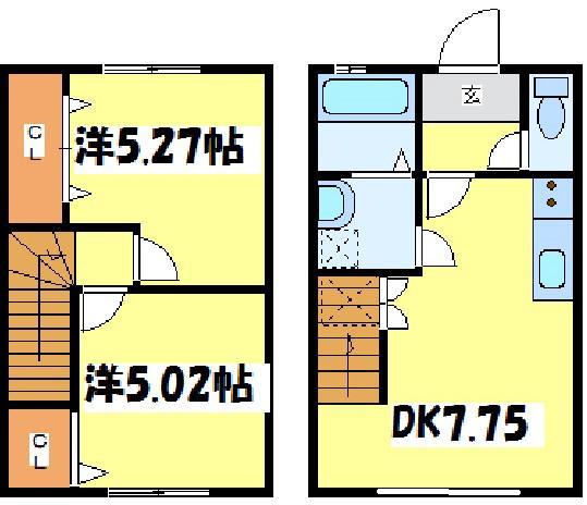 ローサ菊池西寺(2DK/1階)の間取り写真