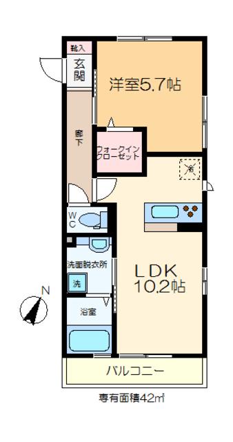 プライムメゾン(1LDK/2階)の間取り写真