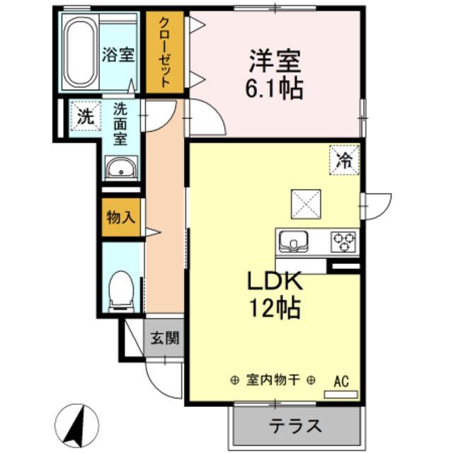 ディールーム上菅田(1LDK/1階)の間取り写真