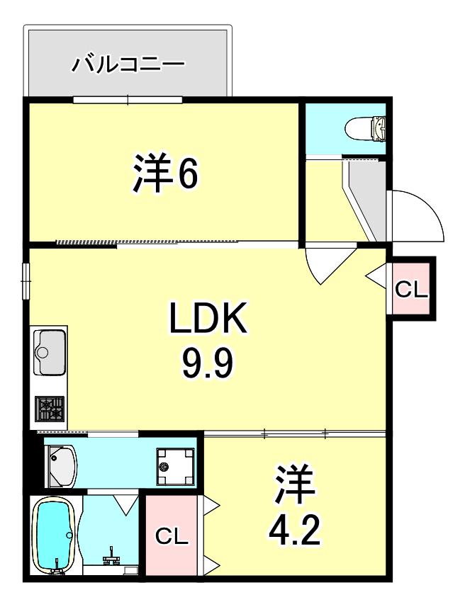 THE RESIDENCE 大庄西町(1SLDK/1階)の間取り写真