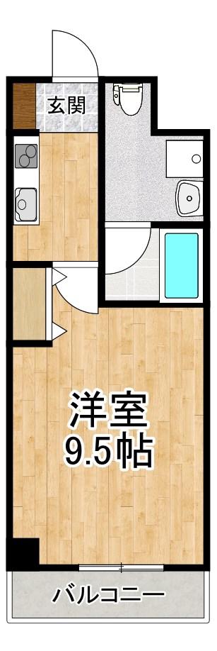 アール・ツー・コート(1K/4階)の間取り写真