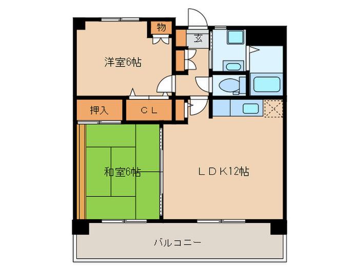 ラフィネ周船寺(2LDK/2階)の間取り写真