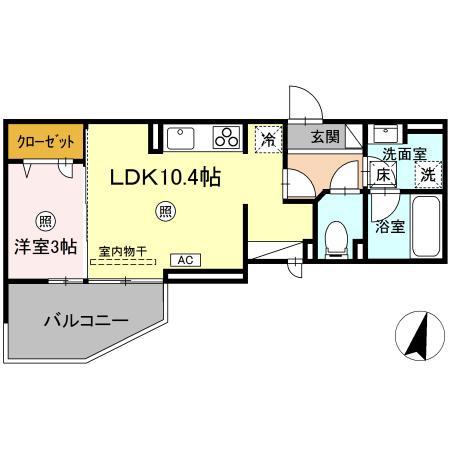 D-RESIDENCE明治中央(1LDK/1階)の間取り写真