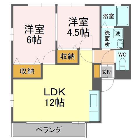 シャルムW(2LDK/2階)の間取り写真