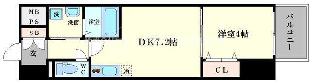 LC本町東II(1DK/11階)の間取り写真