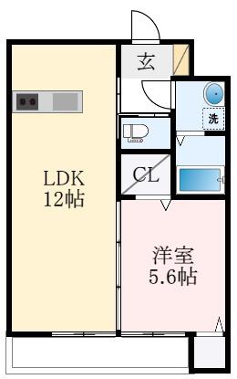 カサベルテ北花田III(1LDK/2階)の間取り写真
