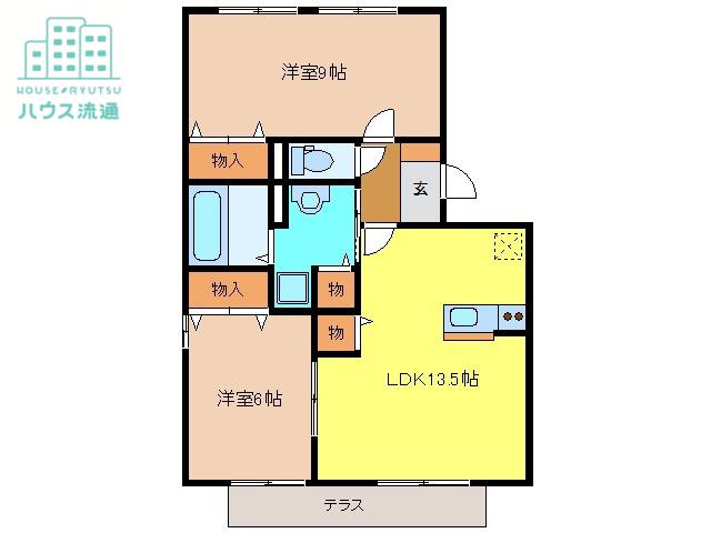 リビングタウン弥生が丘F(2LDK/1階)の間取り写真
