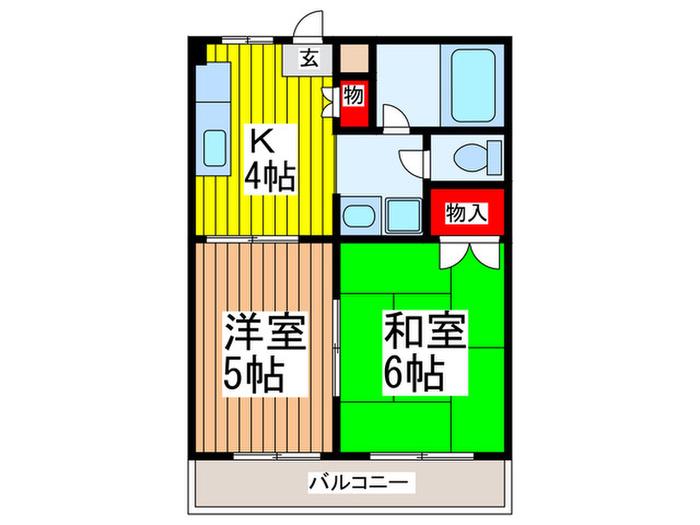 ロイヤルハイツ(2K/2階)の間取り写真