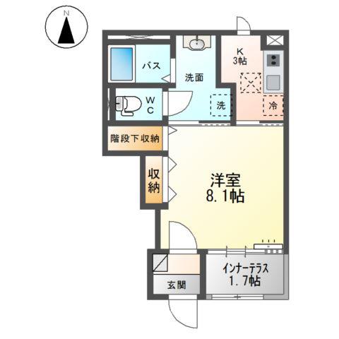 仲間町アパートA棟(1K/1階)の間取り写真