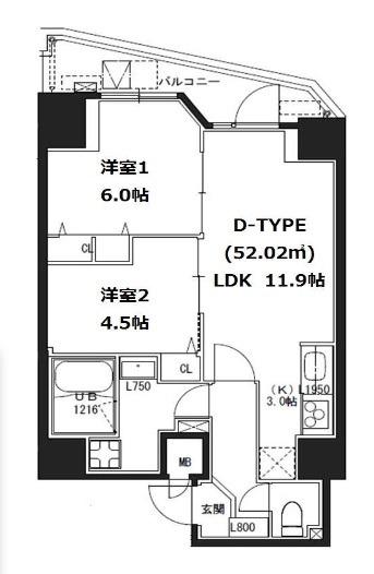 エスレジデンス蔵前(2LDK/8階)の間取り写真