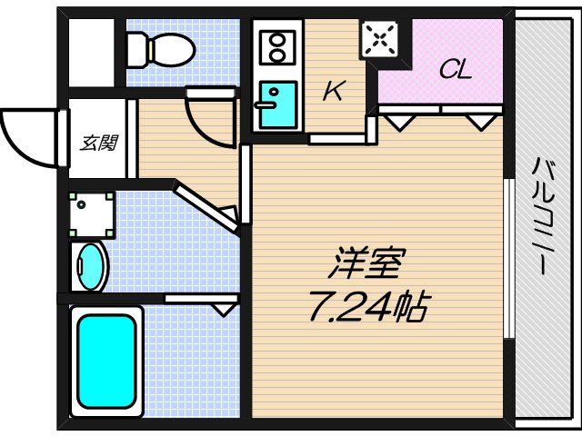 カインド高井田(1K/6階)の間取り写真