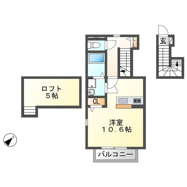 フラナテラス(ワンルーム/2階)の間取り写真