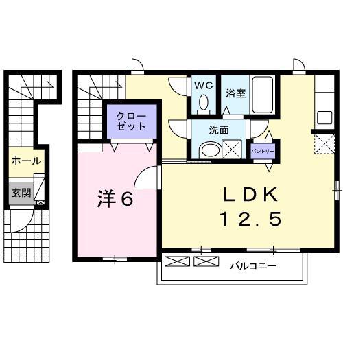 ＪＲ山陽本線 東尾道駅 徒歩15分 2階建 築14年(1LDK/2階)の間取り写真