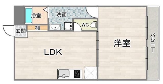カルテブランカ帝塚山(1LDK/3階)の間取り写真