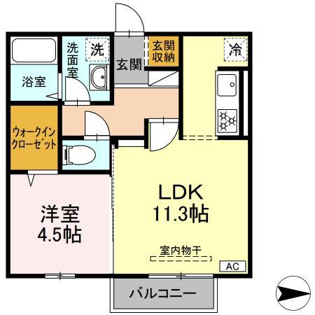 グランビア御幸(1LDK/2階)の間取り写真