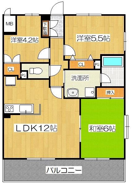 パインイーストII(3LDK/1階)の間取り写真