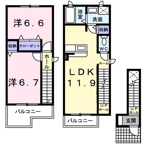 リス・ブラン(2LDK/2階)の間取り写真