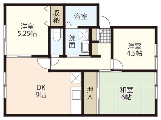 グリーンパレス大町A棟(3DK/2階)の間取り写真