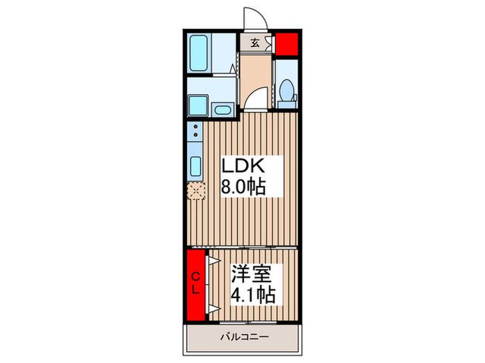 LEBEN浦和美園(1LDK/2階)の間取り写真