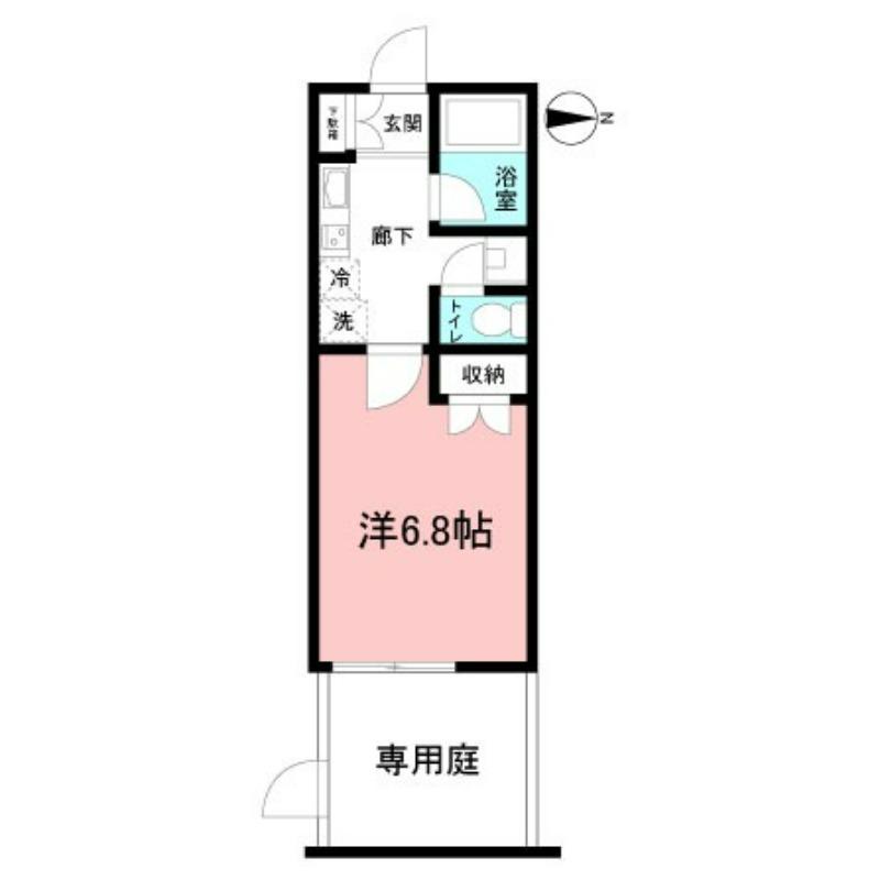 ポートヒルズ杉田(1K/1階)の間取り写真